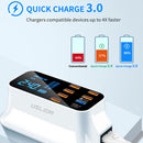 USLION PD18W Charger QC Multi-port USB Smart Digital Power Strip LED Screen Digital Display Charger EU Plug