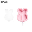 4 PCS DIY Cute Cartoon Animal Silicone Ice Cream Mold with Lid Homemade Handmade Popsicle Mold Making Ice Tray, Style:Bunny(Pink)