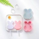 4 PCS DIY Cute Cartoon Animal Silicone Ice Cream Mold with Lid Homemade Handmade Popsicle Mold Making Ice Tray, Style:Bunny(Blue)