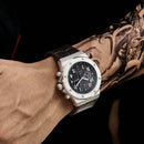 BAOGELA 1805 Sports Quartz Men Watch Luminous Silicone Watch(Silver Shell Black Surface)