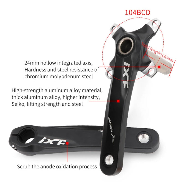 JIANKUN IXF Mountain Bike Hollow Crank Modified, Style:Left and Right Crank(Purple)