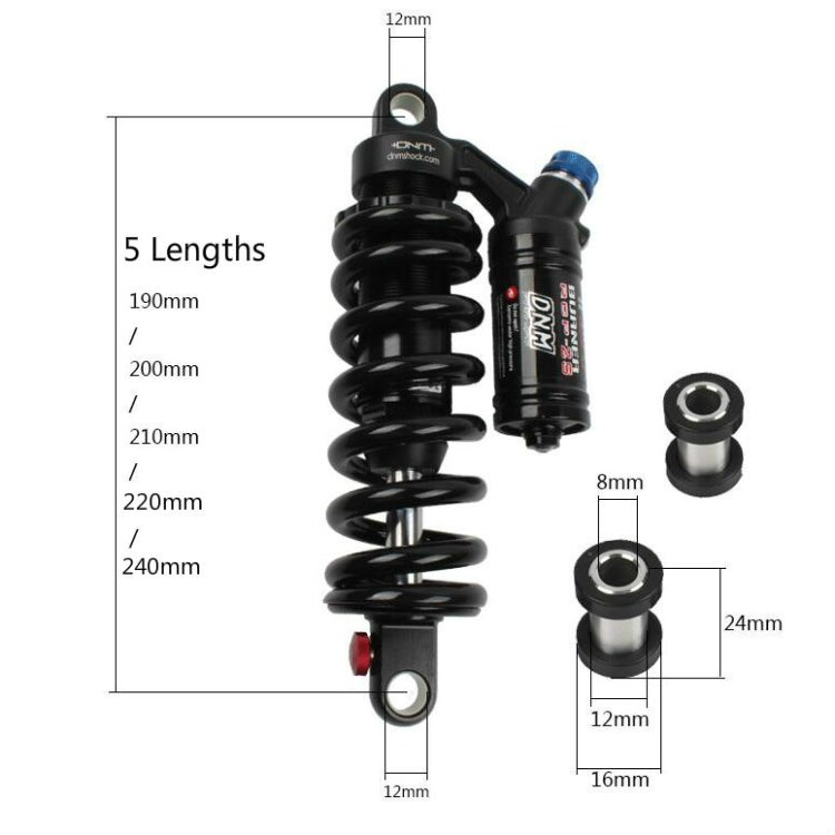 DNM RCP2S Mountain Bike Oil Spring Rear Shock Absorber Soft Tail Frame Rear Bladder, Size:240mm(With 24mm Bushing)