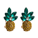 2 PCS Alloy Inlaid Colorful Rhinestone Pineapple Earrings(Green)
