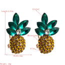2 PCS Alloy Inlaid Colorful Rhinestone Pineapple Earrings(Green)