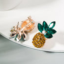 2 PCS Alloy Inlaid Colorful Rhinestone Pineapple Earrings(Green)