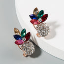 2 PCS Alloy Inlaid Colorful Rhinestone Pineapple Earrings(Color)