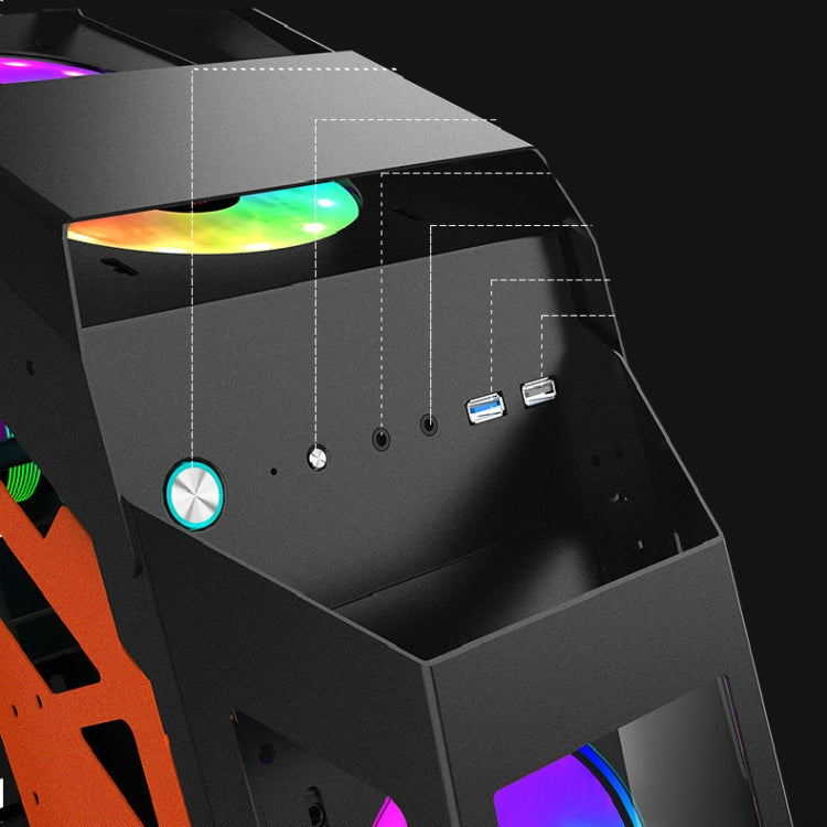 Computer Main Case Gaming Internet Cafe Computer Case, Colour: Big Coffee Plus Pink