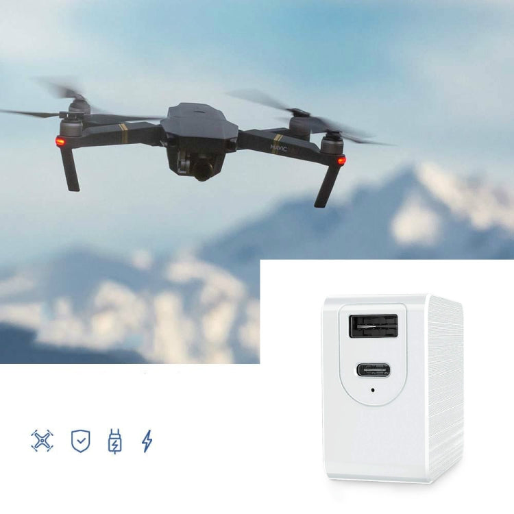 TELESIN TE-A65AC-BK 65W PD USB-C / Type-C + USB Interface GAN AC Drone Mini Adapter Charger, US Plug(White)