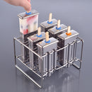 Stainless Steel DIY Ice Cream Mold Household Popsicle Ice Cream Mold(6 Round Head Double Grooves)
