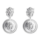 3 Pairs Baroque Retro Lion Head Earrings Female Personality Exaggerated Earrings(Silver)