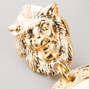 3 Pairs Baroque Retro Lion Head Earrings Female Personality Exaggerated Earrings(Silver)
