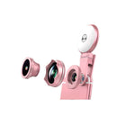 4 in 1 Wide Angle + Macro + Fisheye + Fill Light Mobile Phone SLR Camera Lens(Rose Gold)