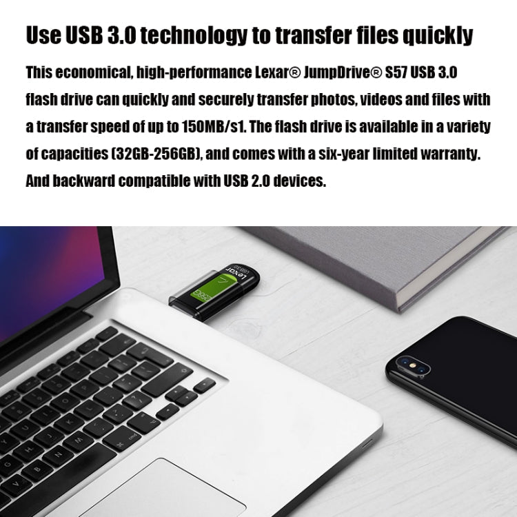 Lexar S57 USB3.0 High-speed USB Flash Drive Retractable Creative Computer Car U Disk, Capacity: 64GB, Random Color Delivery