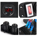 12V-24V Universal Car / Yacht Mobile Phone Charger Modification Ddual USB Panel with Switch(Green Light)