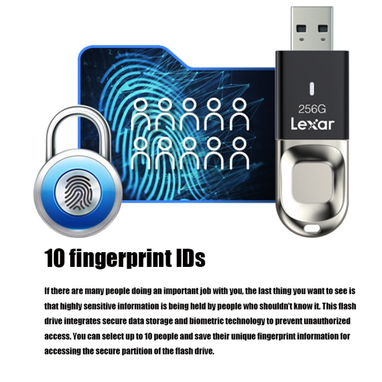 Lexar F35 Fingerprint Recognition USB 3.0 High Speed ??USB Disk Secure Computer Encrypted U Disk, Capacity: 256GB