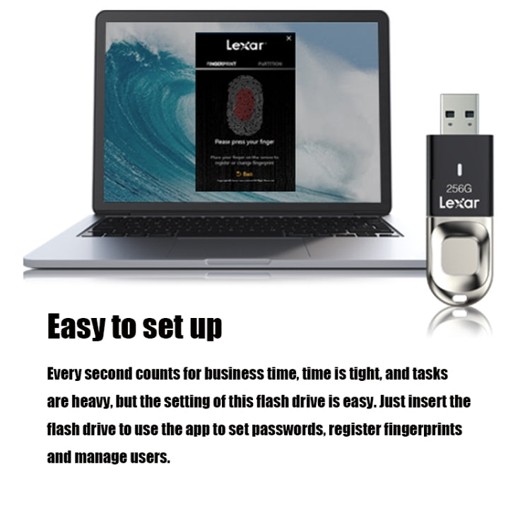 Lexar F35 Fingerprint Recognition USB 3.0 High Speed ??USB Disk Secure Computer Encrypted U Disk, Capacity: 256GB