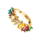 Copper 18K Micro Inlaid Zircon English Letter Ring Hip Hop Style Open Ring(A)