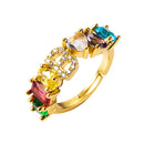 Copper 18K Micro Inlaid Zircon English Letter Ring Hip Hop Style Open Ring(B)