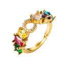 Copper 18K Micro Inlaid Zircon English Letter Ring Hip Hop Style Open Ring(C)