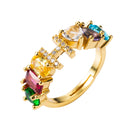 Copper 18K Micro Inlaid Zircon English Letter Ring Hip Hop Style Open Ring(H)