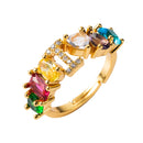 Copper 18K Micro Inlaid Zircon English Letter Ring Hip Hop Style Open Ring(I)