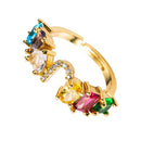 Copper 18K Micro Inlaid Zircon English Letter Ring Hip Hop Style Open Ring(J)