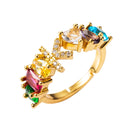 Copper 18K Micro Inlaid Zircon English Letter Ring Hip Hop Style Open Ring(K)