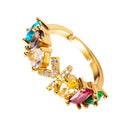 Copper 18K Micro Inlaid Zircon English Letter Ring Hip Hop Style Open Ring(K)