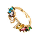 Copper 18K Micro Inlaid Zircon English Letter Ring Hip Hop Style Open Ring(L)