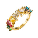 Copper 18K Micro Inlaid Zircon English Letter Ring Hip Hop Style Open Ring(M)