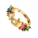 Copper 18K Micro Inlaid Zircon English Letter Ring Hip Hop Style Open Ring(P)