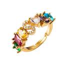 Copper 18K Micro Inlaid Zircon English Letter Ring Hip Hop Style Open Ring(S)