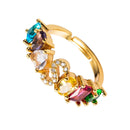 Copper 18K Micro Inlaid Zircon English Letter Ring Hip Hop Style Open Ring(S)