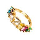 Copper 18K Micro Inlaid Zircon English Letter Ring Hip Hop Style Open Ring(Z)
