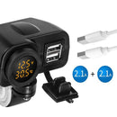 Motorcycle Car Mobile Phone Charger Waterproof Temperature Digital Display Charger with Switch(Red Light)