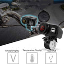 Motorcycle Car Mobile Phone Charger Waterproof Temperature Digital Display Charger with Switch(Yellow Light)