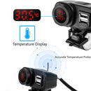 Motorcycle Car Mobile Phone Charger Waterproof Temperature Digital Display Charger with Switch(Yellow Light)