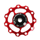 4 PCS MEROCA Metal Bearings Mountain Bike Road Bike Rear Derailleur Guide Wheel 11T/13T Guide Wheel, Specification:11T, Color:Red