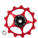 4 PCS MEROCA Metal Bearings Mountain Bike Road Bike Rear Derailleur Guide Wheel 11T/13T Guide Wheel, Specification:13T, Color:Red