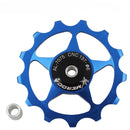4 PCS MEROCA Metal Bearings Mountain Bike Road Bike Rear Derailleur Guide Wheel 11T/13T Guide Wheel, Specification:13T, Color:Blue