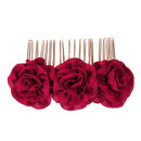 2 PCS Rose Comb Bridal Hair Accessories Solid Color Plate Hair Insert(Red)