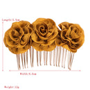 2 PCS Rose Comb Bridal Hair Accessories Solid Color Plate Hair Insert(Red)