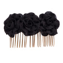 2 PCS Rose Comb Bridal Hair Accessories Solid Color Plate Hair Insert(Black)