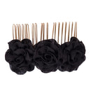 2 PCS Rose Comb Bridal Hair Accessories Solid Color Plate Hair Insert(Black)