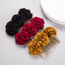2 PCS Rose Comb Bridal Hair Accessories Solid Color Plate Hair Insert(Black)
