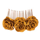 2 PCS Rose Comb Bridal Hair Accessories Solid Color Plate Hair Insert(Brown)