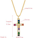 Cross Exquisite Pendant Female Brass Micro-inlaid Colorful Zircon Necklace