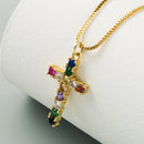 Cross Exquisite Pendant Female Brass Micro-inlaid Colorful Zircon Necklace