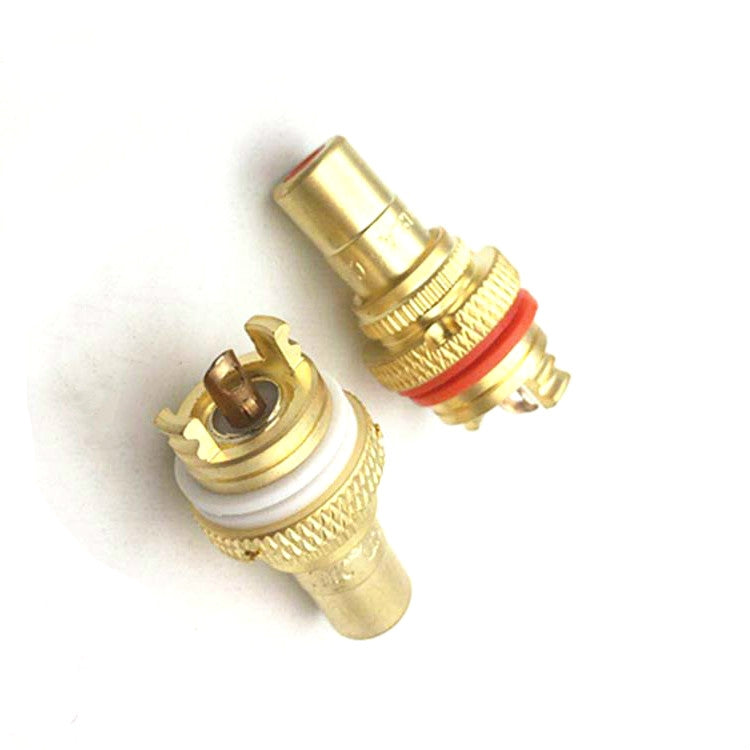 4 PCS / 2 Pairs CMC Copper RCA Female Audio Power Amplifier AV Audio Lotus Socket Terminal(Sand Gold Plated)