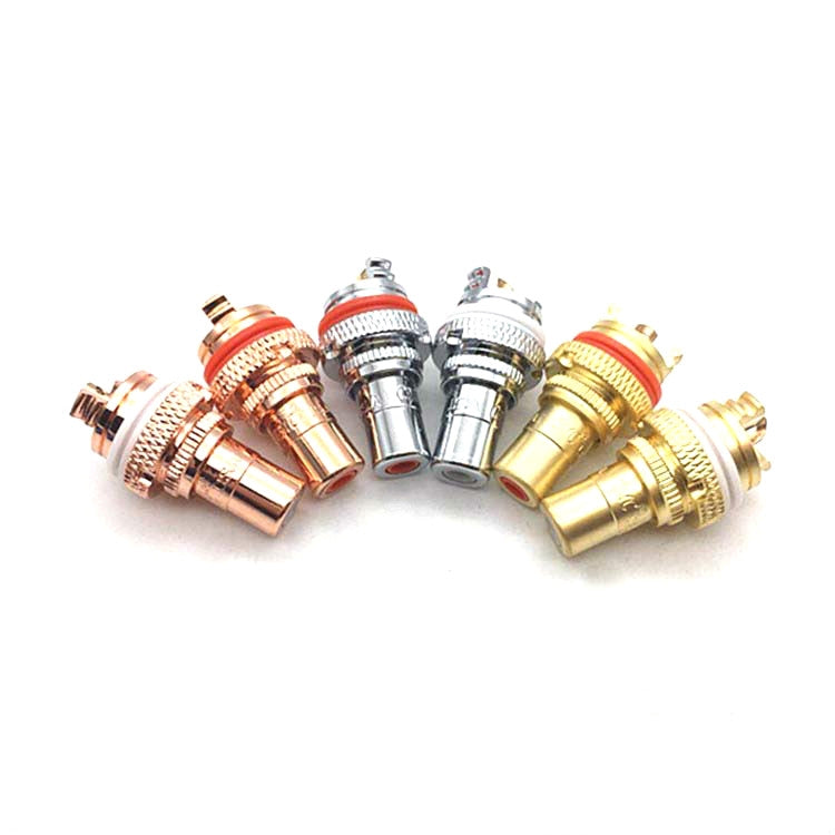 4 PCS / 2 Pairs CMC Copper RCA Female Audio Power Amplifier AV Audio Lotus Socket Terminal(Sand Gold Plated)